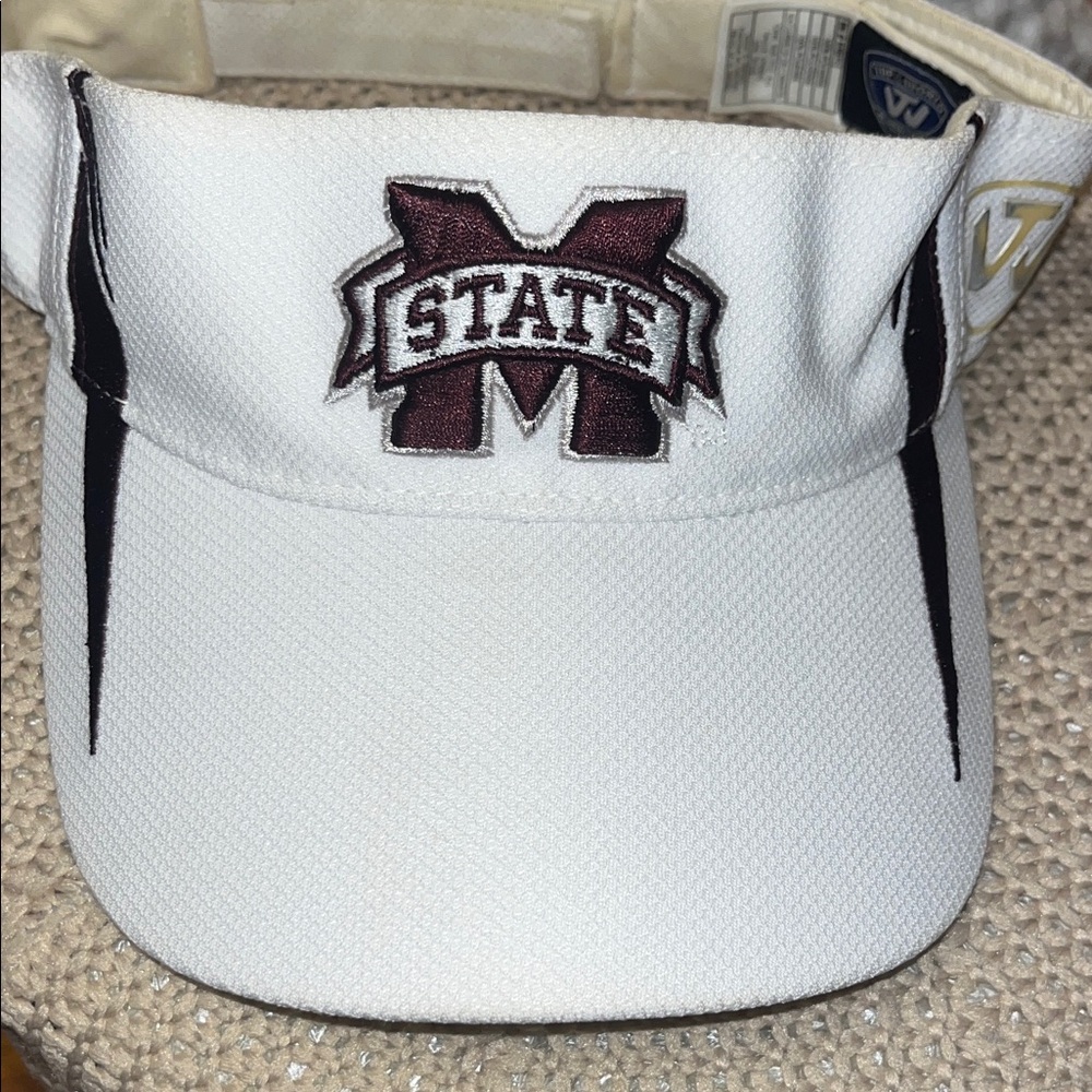 Top of the World White Visor with Maroon 'M State' Logo